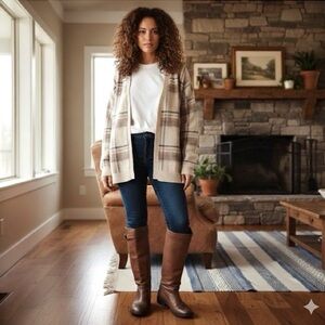 Italian Chestnut Brown Genuine Leather Riding Boot- 37